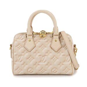 LOUIS VUITTON Monogram Speedy Bandouliere 20 Bag Leather Beige M46163 90284935